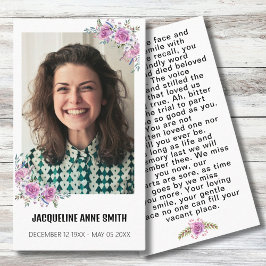 Bloemen Aangepaste Foto Begrafenis Gebed Kaart Visitekaartje