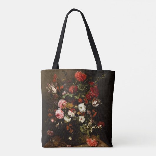  bloemen - Aangepaste gouden monogrammen Tote Bag (Achterkant)