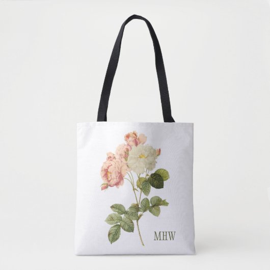 bloemen aangepaste monogram canvas tassen (Voorkant)