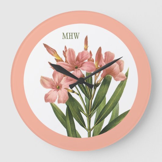 bloemen aangepaste monogram klok 3 (Voorkant)