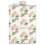 bloemen aangepaste monogram kolven 2 heupfles (Voorkant)