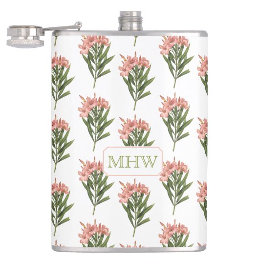 bloemen aangepaste monogram kolven 3 heupfles (Geopend)
