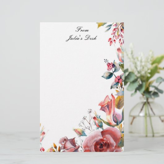 Bloemen aangepaste naam briefpapier (Staand voorkant)