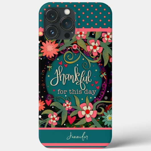 Bloemen aangepaste naam dankbaar citaat Modern Case-Mate iPhone Case (Achterkant)