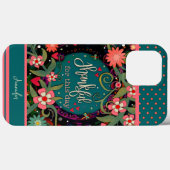 Bloemen aangepaste naam dankbaar citaat Modern Case-Mate iPhone Case (Achterkant (horizontaal))