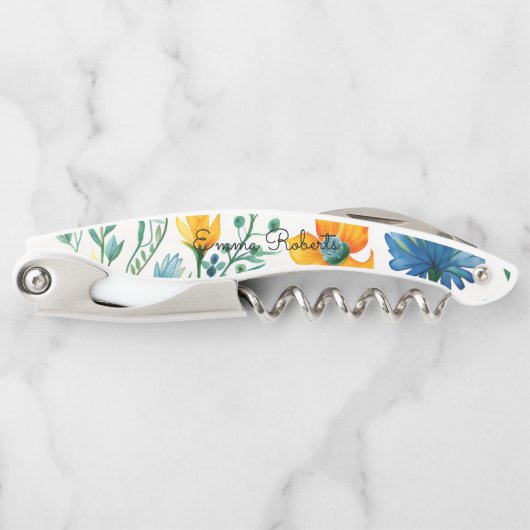 Bloemen aangepaste naam kurkentrekker (Voorkant)