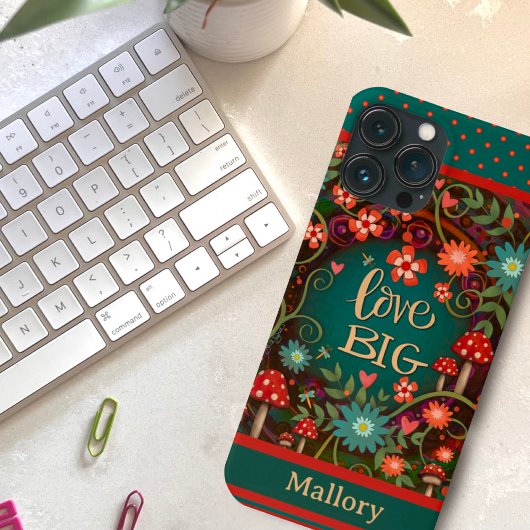 Bloemen Aangepaste naam Paddestoel Fun Love Big Mo Case-Mate iPhone Case
