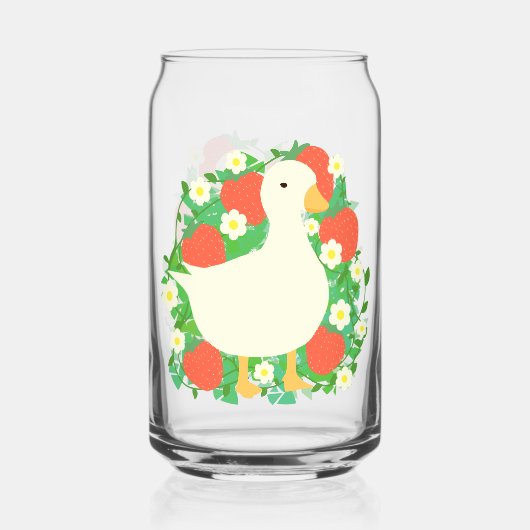 Bloemen Aardbeien Gans Duck Blikvorm Glas (Voorkant)