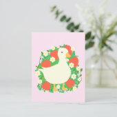 Bloemen Aardbeien Gans Duck Briefkaart (Staand voorkant)