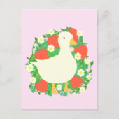 Bloemen Aardbeien Gans Duck Briefkaart (Voorkant)