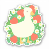 Bloemen Aardbeien Gans Duck Sticker (Voorkant)