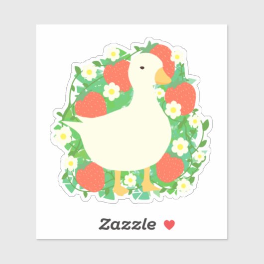 Bloemen Aardbeien Gans Duck Sticker (Vel)