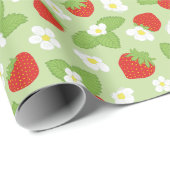Bloemen Aardbeien Patroon Inpakpapier (Rol Hoek)