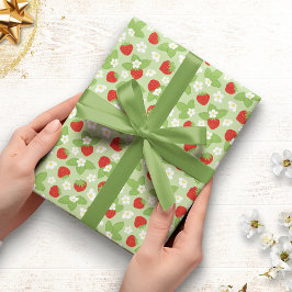 Bloemen Aardbeien Patroon Inpakpapier