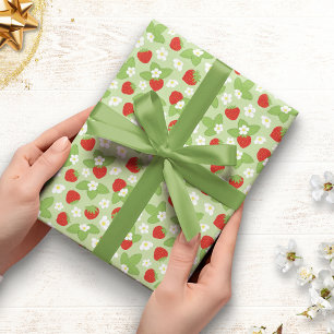 Bloemen Aardbeien Patroon Inpakpapier