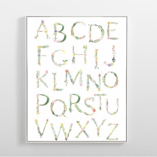 Bloemen ABC Alphabet Kwekerij Kunst Poster