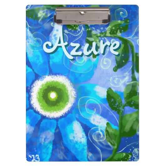 Bloemen Abstract Blauw Groen Bloemen Gepersonalise Klembord (Voorkant)