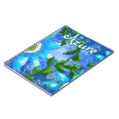Bloemen Abstract Blauw Groen Bloemen Gepersonalise Notitieboek (Linkerzijde)