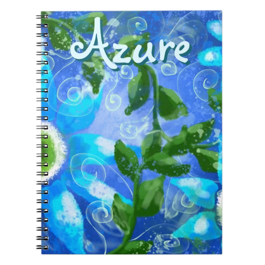 Bloemen Abstract Blauw Groen Bloemen Gepersonalise Notitieboek (Voorkant)