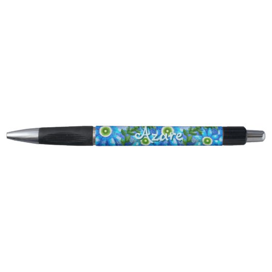 Bloemen Abstract Blauw Groen Bloemen Gepersonalise Pen (Voorkant)