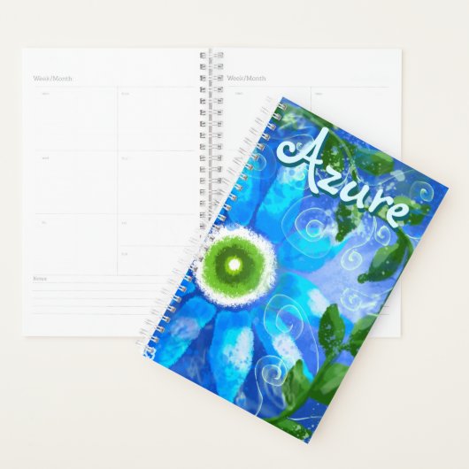 Bloemen Abstract Blauw Groen Bloemen Gepersonalise Planner (Display)