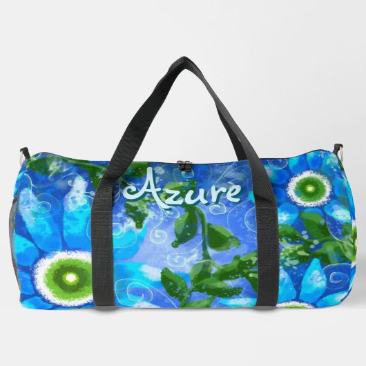 Bloemen Abstract Blauw Groen Bloemen Gepersonalise Plunjezak (Achterkant)