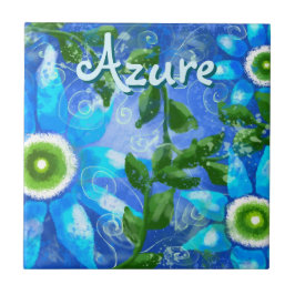 Bloemen Abstract Blauw Groen Bloemen Gepersonalise Tegeltje