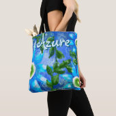 Bloemen Abstract Blauw Groen Bloemen Gepersonalise Tote Bag (Dichtbij)