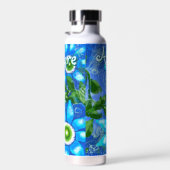 Bloemen Abstract Blauw Groen Bloemen Gepersonalise Waterfles (Rechts)