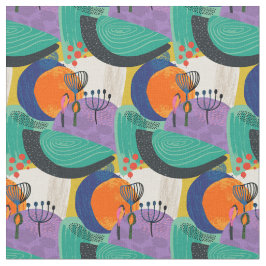 Bloemen Abstract Blauwgroen Paarse Patroon Stof