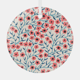 Bloemen Abstract: Bloeiende Patroon. Glas Ornament