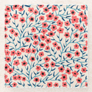 Bloemen Abstract: Bloeiende Patroon. Glazen Onderzetter