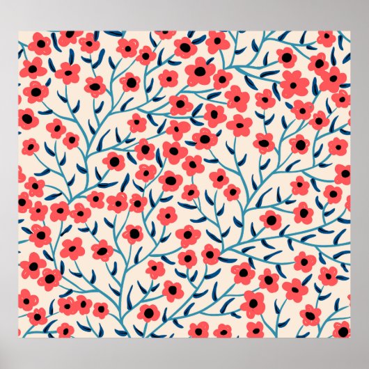 Bloemen Abstract: Bloeiende  Patroon. Poster (Voorkant)