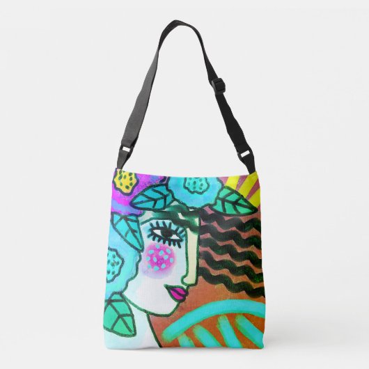 Bloemen Abstract digitaal schilderen Crossbody Tas (Achterkant)