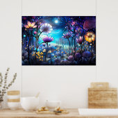Bloemen abstract fantasie landschap | AI Poster (Keuken)