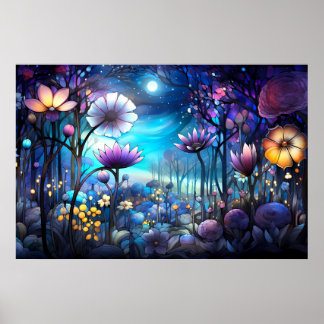 Bloemen abstract fantasie landschap | AI Poster