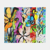 Bloemen Abstract, geometrische lijnen compositie. Fleece Deken (Voorkant (Horizontaal))