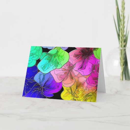 Bloemen Abstract in Glas in lood Note Kaart (Voorkant)