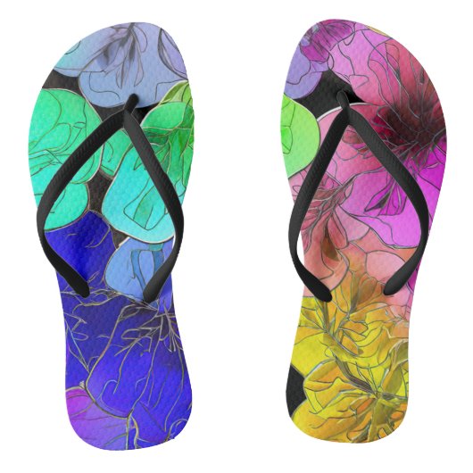 Bloemen Abstract in Glas in lood Teenslippers (Voetbed)