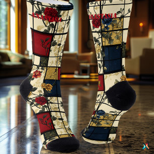 Bloemen Abstract met elegant geometrisch ontwerp Sokken
