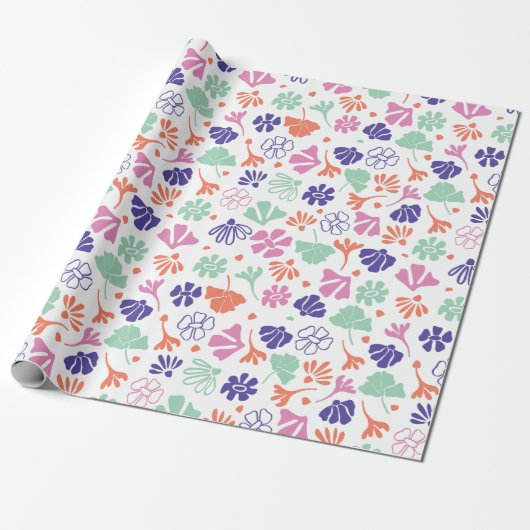 Bloemen Abstract Multicolor Blooms Cadeaupapier (Uitgerold)