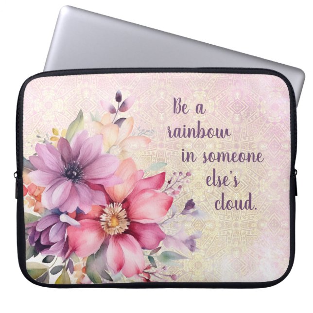 Bloemen, Abstract Ontwerp, Quote Laptop Mouw Laptop Sleeve (Voorkant)