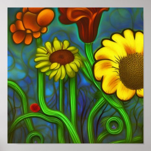 Bloemen abstract poster (Voorkant)