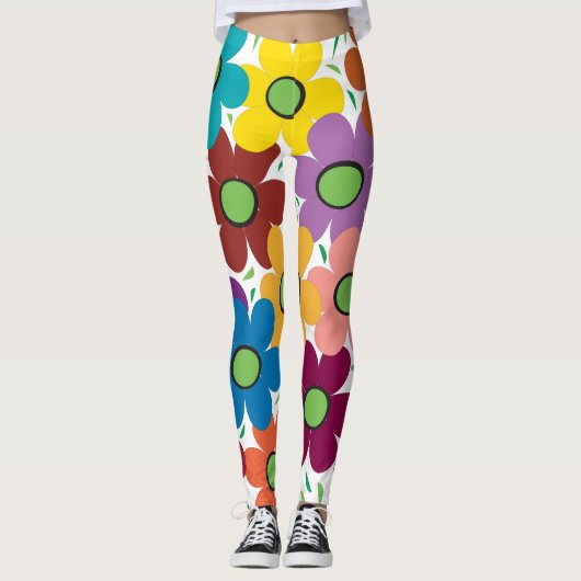 Bloemen Abstract vol Leggings (Voorkant)