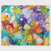 Bloemen Abstracte alcoholinkt Cadeaupapier (Vlak)