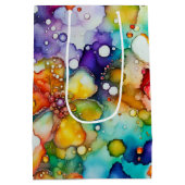 Bloemen Abstracte alcoholinkt Medium Cadeauzakje (Achterkant)