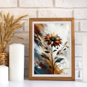 Bloemen Abstracte Bloemenkunst in Terracotta Poster