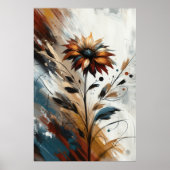 Bloemen Abstracte Bloemenkunst in Terracotta Poster (Voorkant)