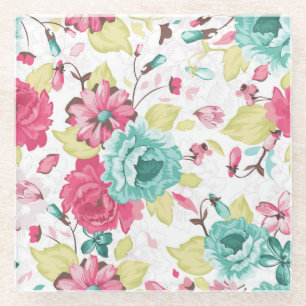 Bloemen Abstracte Elegantie Naadloze Achtergrond. Glazen Onderzetter