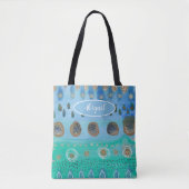 Bloemen abstracte kunst, jouw naam tote bag (Voorkant)